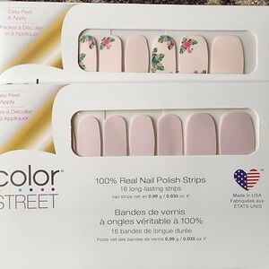 Color Street Blush and Green Leaf Nail Strips